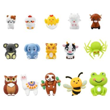 Imagem de LiQunSweet 15 peças, 15 estilos de contas de silicone de animais de desenho animado gado, abelha, sapo, coruja, elefante, aranha, contas para joias DIY, colar, brinco, bolsa, caneta, chaveiro