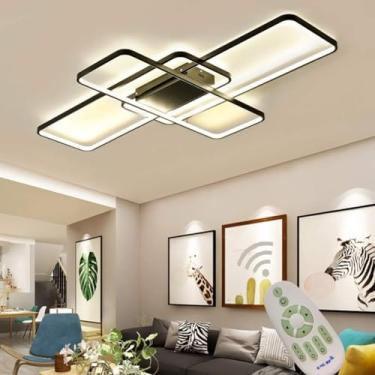 Imagem de Luzes de teto modernas lâmpada da sala de estar regulável com controle remoto pendurado luminária design quadrado lustre para itchen bar café sala de jantar mesa escritório corredor iluminaç