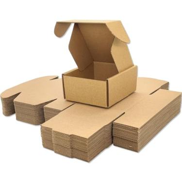 Imagem de Lmuze Pequenas Caixas de Remessa Marrom para Pequenas Empresas, Pacote de 25-4X4X2", Caixas de Papelão Ondulado para Correspondência, Embalagens, Artesanato, Presentes, Produtos para Presentear
