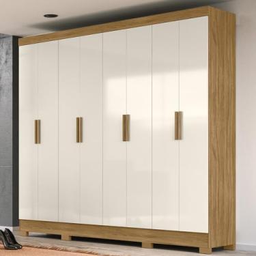 Imagem de Guarda-roupa Casal 8 Portas 4 Gavetas e Pés Diplomata Freijó/Off