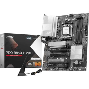 Imagem de MSI Placa-mãe WiFi PRO B840-P, ATX - Suporta processadores AMD Ryzen 9000/8000/7000, AM5 - DDR5 Memory Boost (8000+ MT/s OC), PCIe 4.0 x16, M.2 Gen4, Wi-Fi 7, LAN 2.5G