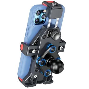 Imagem de BRCOVAN Suporte de telefone de motocicleta de liga de alumínio de 2,5 cm com amortecedor de vibração, para quadriciclo UTV, carro, bicicleta, barco, caminhão, scooter, compatível com suportes RAM