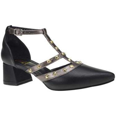 Imagem de Sapato Feminino Scarpin Spyke Confort Saltinho Baixo Bloco Fivela 005 (Preto, BR, Adulto, Numérico, 38)