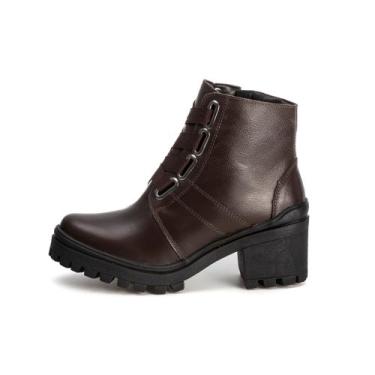 Imagem de Coturno Feminino Tratotado Em Couro - pettinari, Marrom, 38