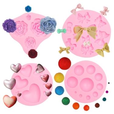 Imagem de Mini arcos moldes de fondant flor em forma de coração moldes de doces rosa dia dos namorados molde de silicone chocolate para decoração de bolos topo de cupcake chocolate polímero argila pasta de goma