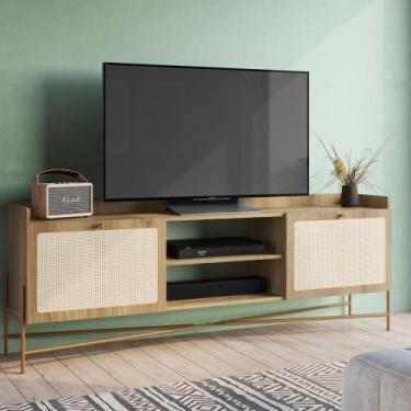 Imagem de Rack oslo 2 portas mdf hanover ou nero base metal dourada - artesano, 