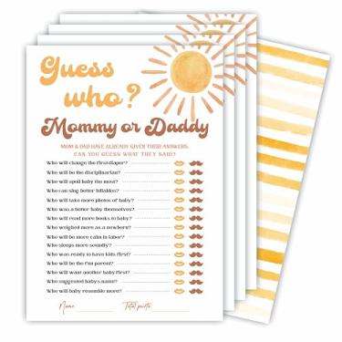 Imagem de Ketsord Guess Who? Conjunto de jogo de chá de bebê Mommy Or Daddy - aquarela Sunshine - 30 cartas de jogo estilo preenchimento dupla face para revelação de gênero, anúncio de bebê, lembrancinha de