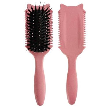 Imagem de Escova de estilo de cabelo cacheado para salão de beleza Escova de cabelo cacheado para pentear e modelar cachos masculinos e femininos Ferramentas para reduzir puxões (rosa)