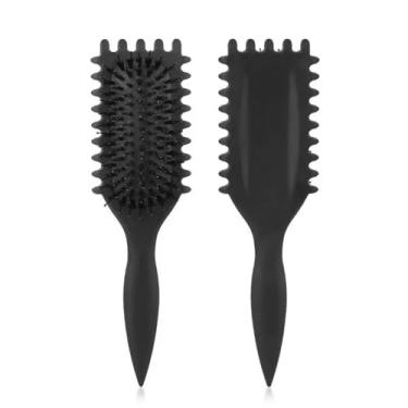 Imagem de Pente de cabelo feminino pente de cabelo cacheado em formato oco massagem no couro cabeludo e escova de cabelo fofa ferramentas de penteado (1 peça preta)