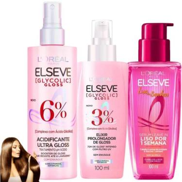 Imagem de Kit Elseve Sérum Leave In Acidificante Elixir Glycolico Gloss Novo Lis