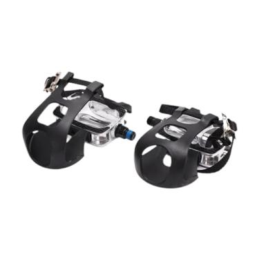 Imagem de Colaxi 2x pedais de bicicleta de exercício Pedais de bicicleta fáceis de instalar pedal de ciclismo interno robusto com gaiola de dedo para peças de reparo