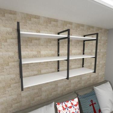 Imagem de Prateleira industrial para Sala aço cor preto prateleiras 30 cm cor br
