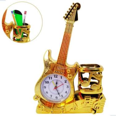 Imagem de Relógio Guitarra Despertador Criativo e Funcional com Porta Lápis para