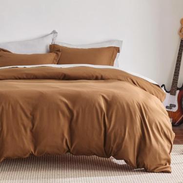 Imagem de Capa de edredom Bedsure King Size Soft Double Brushed Brown
