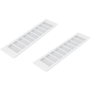Imagem de Vent Systems Grade de ventilação de suprimento de ar de 40 x 10 cm (dimensões externas) - Pacote com 2 - Defletor de ventilação de porta de admissão/escape retangular de alumínio branco - HVAC para