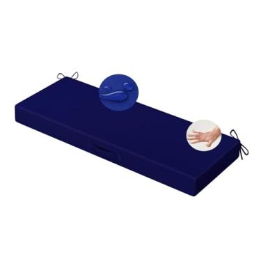 Imagem de OUMEITT Almofadas de banco para móveis ao ar livre 121 cm x 45 cm à prova d'água almofada de banco de pátio com alça e alça fixa, adequada para jardim ao ar livre, gramados, baía, janelas, sofás