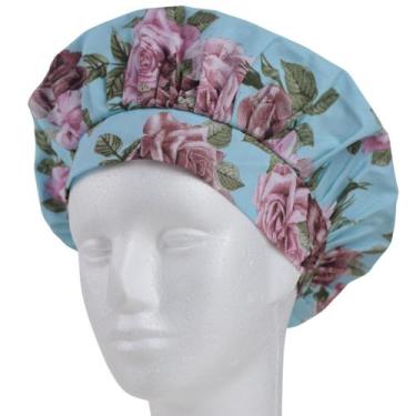 Imagem de Chapéu Touca De Cozinheira Floral Azul - Recanto da Costura