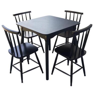Imagem de Jogo de Jantar Colonial Brisa Mesa 80x80cm Preta + 04 Cadeiras Pretas 