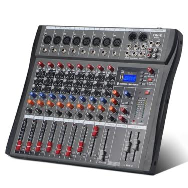 Imagem de Kmise Mixer De Áudio De 8 Canais, Sistema De Console De Mesa De Som Profissional, Interface Digital Usb, Entrada Mp3, Alimentação Fantasma De 48 V, Estéreo, Estúdio Dj Fx, Chassi De Aço, Preto, Mixe