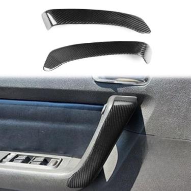 Imagem de 2 peças interior do carro esquerda e direita porta dianteira interna apoio de braço capa decoração real fibra de carbono placa decorativa para Hummer H3 2007 2008 2009 2010 acessórios para carro
