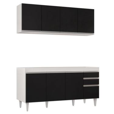 Imagem de Armário Aéreo E Balcão Para Pia 160cm Arkansas Branco/preto