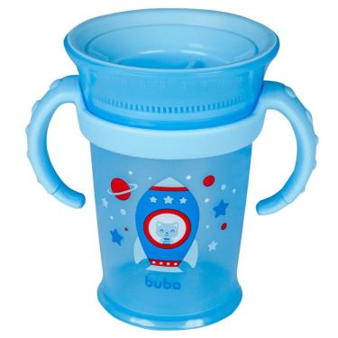 Imagem de Copo Infantil De Transição 360° Antivazamento Azul Foguete