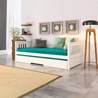 Imagem de Bicama Solteiro Mission Estilo Sofá em Madeira Maciça/mdf Branco