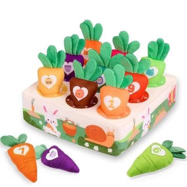 Imagem de Horta de Pelúcia Educativa , Brinquedo Cenoura de Pelúcia para Encaixar, Brinquedos Educativos Montessori Infantil