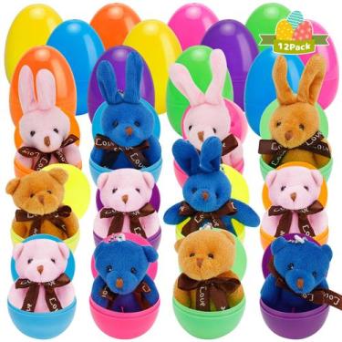 Imagem de Ovos de Páscoa pré-recheados AUUGUU com brinquedos de pelúcia Rabbit B