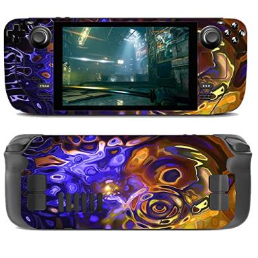 Imagem de VEUENNS Conjunto completo de adesivos para jogos para console Steam Deck portátil para computador de jogos, película de aplique de vinil especialmente projetada para cobertura total do baralho a vapor, oferece proteção e melhora a sensação do trackpad