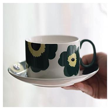 Imagem de Cuiynice Caneca (empréstimo) Retro Chá da Tarde Flor Xícara de Chá Estilo Japonês Conjunto de Xícara de Chá e Pires Padrão Pintado à Mão Xícara de Café Sala de Estar Xícara de Chá Doméstica 200 ml