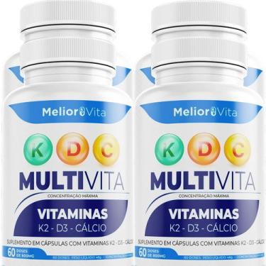 Imagem de 4x Multivitamínico K2 D3 Cálcio Sem Sabor Idoso Adulto Imunidade Força