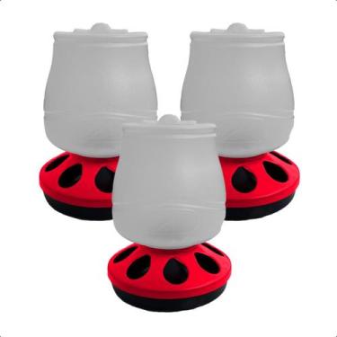 Imagem de Kit 3 Comedouro Alimentador 2L Com 8 Furos Para Aves Frango - AVIPET