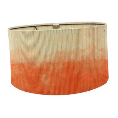 Imagem de Generic Gradiente Bamboo Lamp Shade, tambor Tampa da tambor Tampa de reposição européia Tampa de luz Boho Vintage para luz pendente de luz do chão, Gradiente Laranja