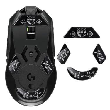 Imagem de immoenuc Patins de mouse de vidro para Logitech G903 Lightspeed Wireless Gaming Mouse Pads macios duráveis acessórios para ratos de jogo mais finos fabricação de vidro temperado (padrão de impressão)