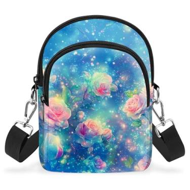 Imagem de opshksog Bolsa transversal pequena para celular feminina com alça ajustável bolsa de ombro bolsa carteira de viagem, Azul, vermelho, Moda casual