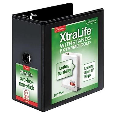 Imagem de Cardinal XtraLife 3 Anéis de fixação, 3,8 cm, Anéis de bloqueio Slant-D, Coador de apresentação ClearVue, comporta 375 folhas, sem PVC, preto (26311)