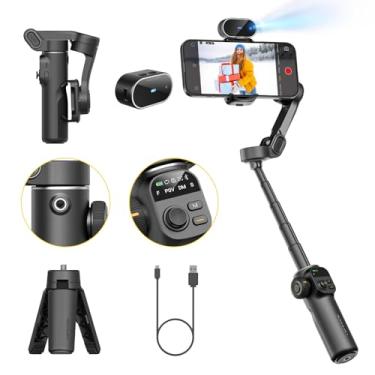 Imagem de AOCHUAN Estabilizador Gimbal para iPhone com sensor de rastreamento de IA, eleve sua filmagem com haste de extensão de 7,8 polegadas e tela OLED para gimbal, iPhone Gimbal com estabilidade 8.0 para