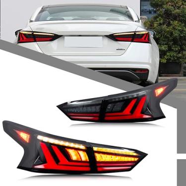 Imagem de glistuning Luz traseira de LED compatível com Nissan Altima 2019 2020 2021 2022 2023 Conjunto de animação de inicialização de lâmpadas traseiras (preto)