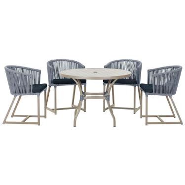Imagem de  Mesa com 4 Cadeiras de Jantar Roma 100cm e Noronha em Aluminío