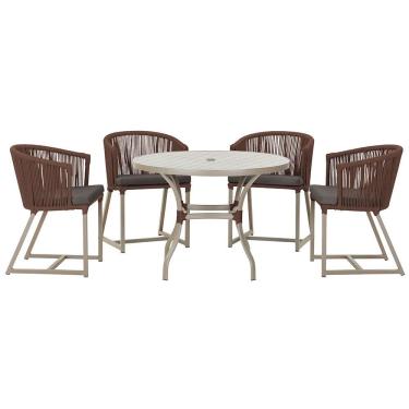 Imagem de  Mesa com 4 Cadeiras de Jantar Roma 100cm e Noronha em Aluminío