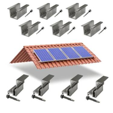 Imagem de Kit Fixador Grampo Final Regulável E Intermediário Tipo U 04 - Perfil 