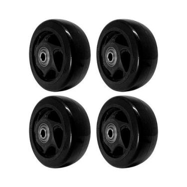 Imagem de Kit 4 un roda pvc preto 4 pol 100kg p/ rodízio - AJAX