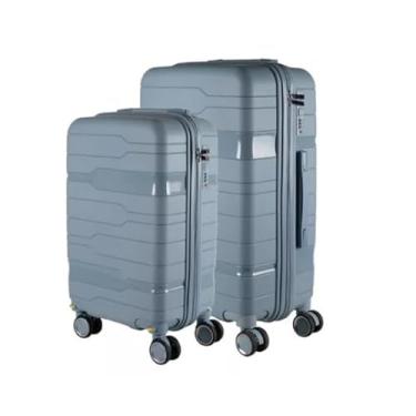 Imagem de Kit 2 Malas de bordo 10KG + Mala de Viagem 23KG Polipropileno Com Rodas Giratórias (Azul Claro)