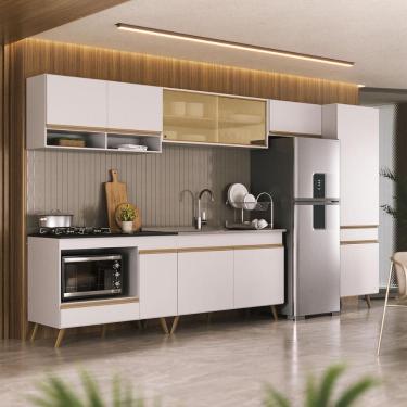 Imagem de Cozinha Modulada Completa Compacta 6 Pçs com Balcão para Cooktop Veneza Multimóveis MP2276