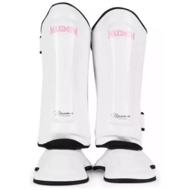 Imagem de Caneleira de muay thai feminina classic white/pink - maximum, G