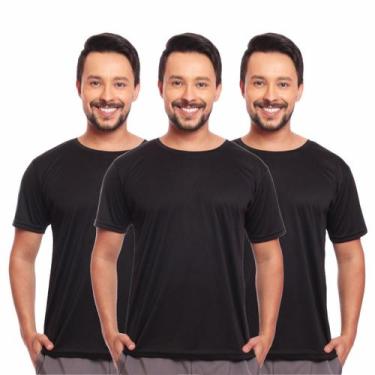 Imagem de Kit 3 Camisas Masculina Manga Curta Dry Fit Proteção Uv - Brás e Cia, 