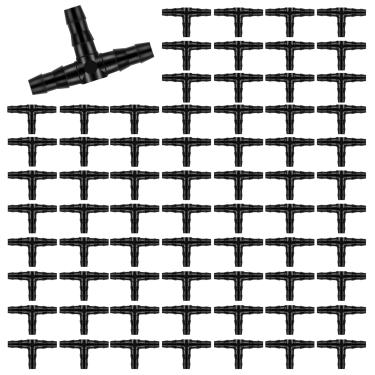 Imagem de Kalolary 200 peças de acessórios universais de 1/10.2 cm, conectores de T farpado de 1/4 polegada, acessórios de irrigação por gotejamento para peças de tubo de água de 4 mm/7 mm, conector de