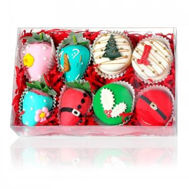 Imagem de JCXGRVC 10 Peças 8X5X2 Polegadas Caixas De Plástico Transparente Para Padaria Biscoitos Chocolate Coberto Morangos Bolo Pop Trufa Foice Guloseima O Natal Dia Dos Namorados Das Mães