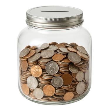 Imagem de Half Gallon Glass Coin Bank Piggy Bank with Slotted Lid – Holds Over $1,450 in Coins – Tip Jar, Donation Collector, Raffle Ticket Holder – Made in USA
